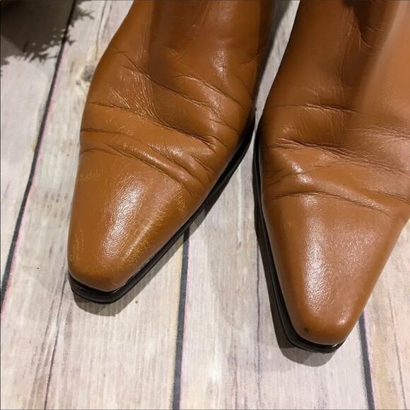 Stuart Weirzman Two Tone Color Block Brown Leather‎ Square Toe Boots Size 6 - Picture 2 of 7